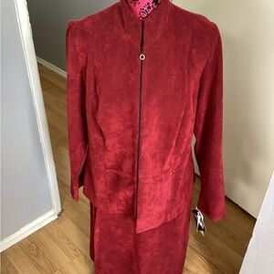 Vintage Deadstock R&K Originals Rustic Red Courderoy Jacket and Skirt Set 14W